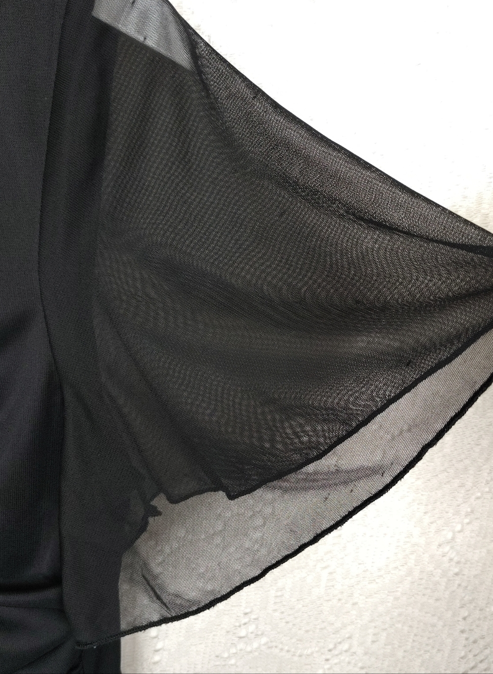 Metaphor Black Ruched Drape Top with Rhinestone Accent - Picture 8 of 14